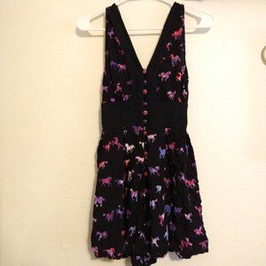Sugarhill Boutique Modcloth Tie Dye Romper Horse Unicorn Black Pink Purple Small